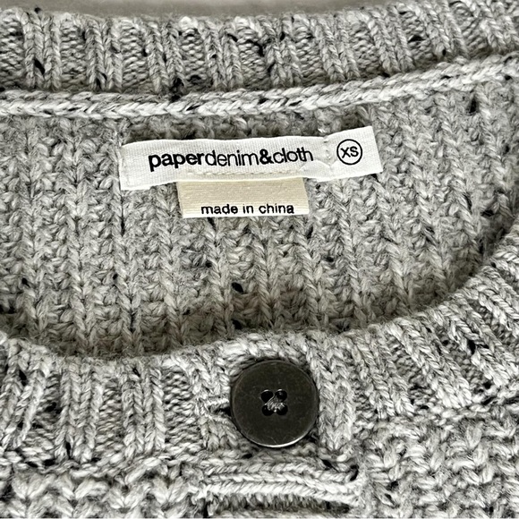 NEW Paper Denim & Cloth Beige Flecked Wool Button Up Cardigan Sweater - Picture 7 of 15